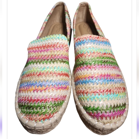 Joie Cara Colorful raffia espadrilles Woven Platform Sz9 Boho Coastal Cool Beach - Picture 4 of 8